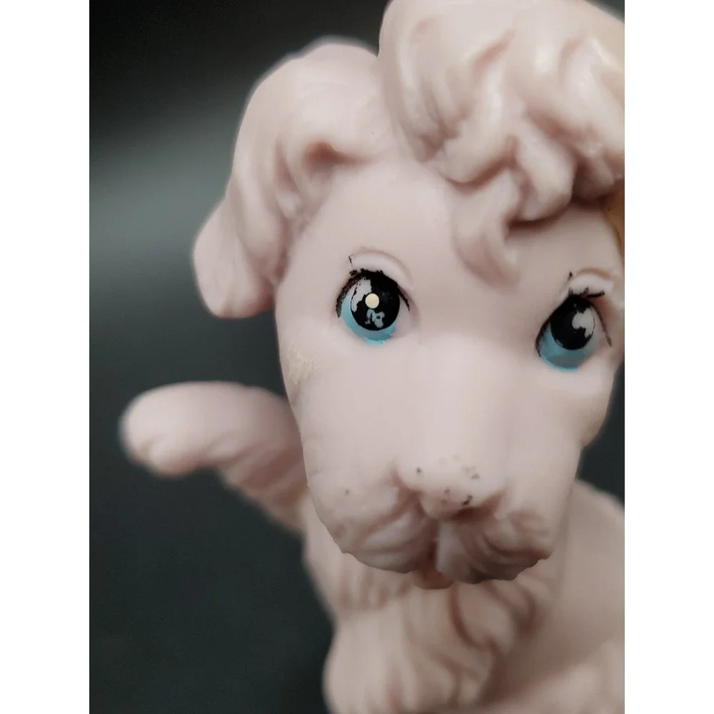 1960s Vintage Kelvin Ceramic Poodle Figurine with Blue Eyes